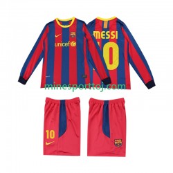 FC Barcelona Lionel Messi 10 2010 2011 Børne Retro Hjemmebane Fodboldtrøje med Korte Ærmer