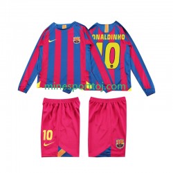FC Barcelona RONALDINHO 10 2005 2006 Børne Retro Hjemmebane Fodboldtrøje med Korte Ærmer