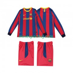 FC Barcelona 2010 2011 Børne Retro Hjemmebane Fodboldtrøje med Korte Ærmer