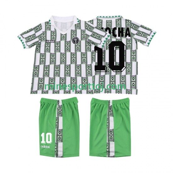 Nigeria OKOCHA 10 1994 Børne Retro Udebane Fodboldtrøje Lange Ærmer