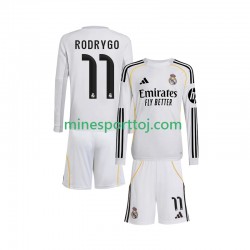 Real Madrid Rodrygo 11 Børne Hjemmebane Fodboldtrøje 2025-2026 med Korte Ærmer