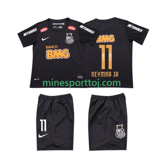 Santos NEYMAR JR 11 Classic 2012 2013 Børne Retro Udebane Fodboldtrøje Lange Ærmer