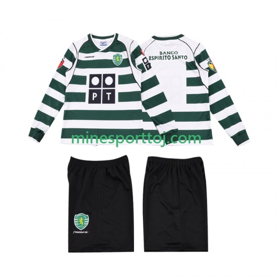 Sporting CP 2001 2003 Børne Retro Hjemmebane Fodboldtrøje med Korte Ærmer