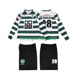 Sporting CP Cristiano Ronaldo 28 2001 2003 Børne Retro Hjemmebane Fodboldtrøje med Korte Ærmer